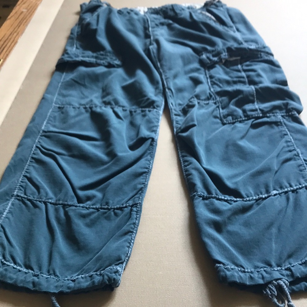 DANANG teal silk Capri pants